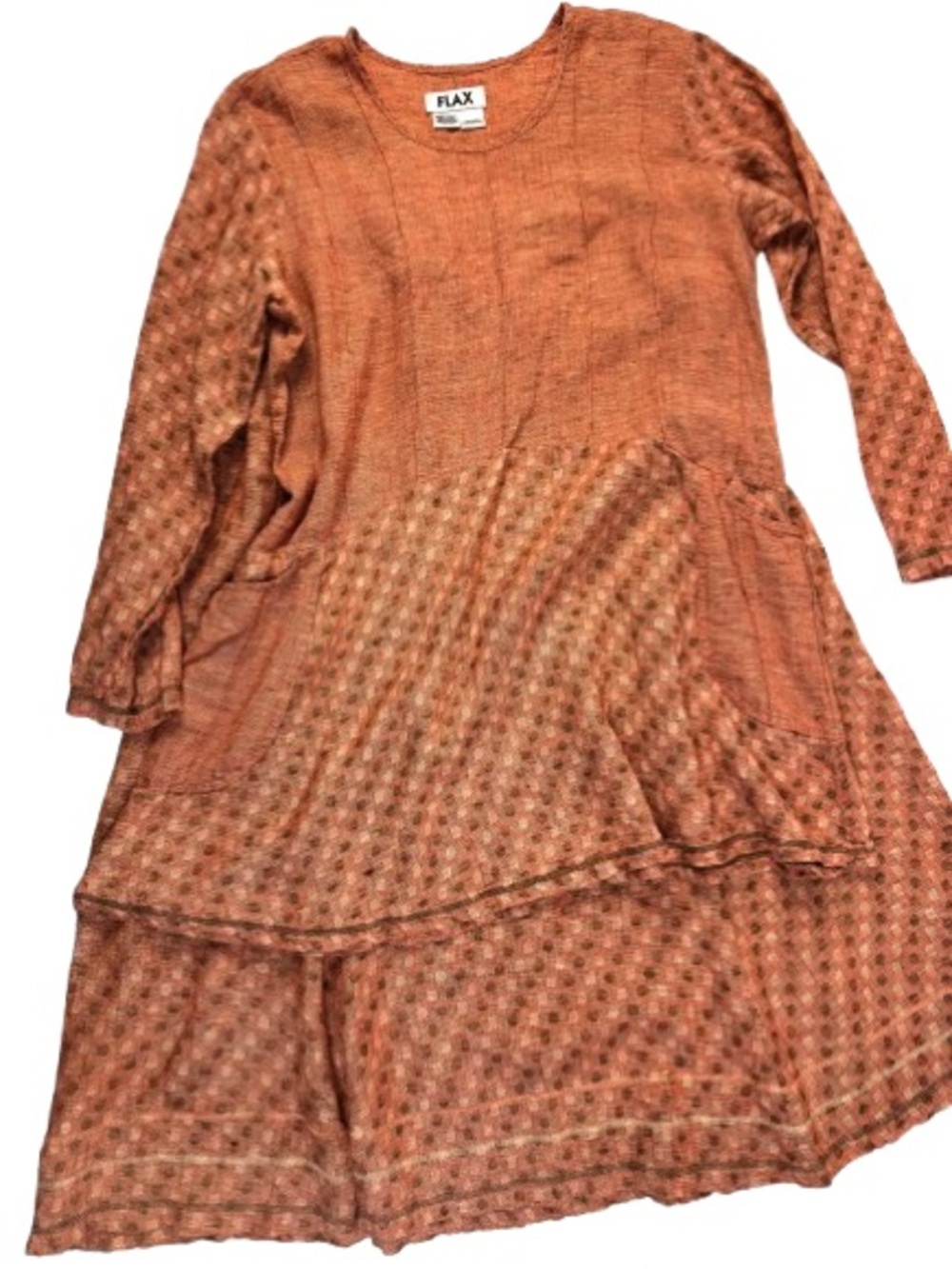 Flax 100% Linen Orange Skirt Set